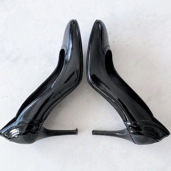 Burberry shiny black & plaid / check pumps, patent leather high heel shoes - Picture 5 of 11